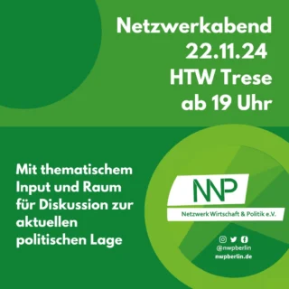 Hallo zusammen! 
Nächsten Freitag (22.11.) findet unser erster Netzwerkabend des Semesters um 19 Uhr in der Trese statt! 🚀  Wir laden euch herzlich ein, bei ein paar Getränken über die aktuellen politischen Ereignisse zu diskutieren. Dazu bereiten wir auch einen kleinen Input vor! 🤘  Außerdem könnt ihr euch den 13.12. schon mal im Kalender markieren - da findet unsere traditionelle Weihnachtsfeier statt! Mehr Infos folgen noch! 🎅🏻  Wir freuen uns auf euer Kommen, bis bald - euer Vorstand! 🫶