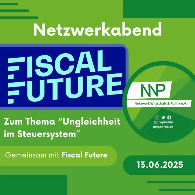 NWP-Netzwerkabend x Fiscal Future
Am Fr, 13.06. um 18 Uhr laden wir euch herzlich zum Netzwerkabend am Campus Treskowallee ein – diesmal zum Thema “Ungleichheit im Steuersystem” ⚖️
Es erwartet euch ein spannender Input & Diskussion.  📩 Raumdetails gibt’s per DM!
Kommt vorbei – wir freuen uns auf euch! ☀️🌸